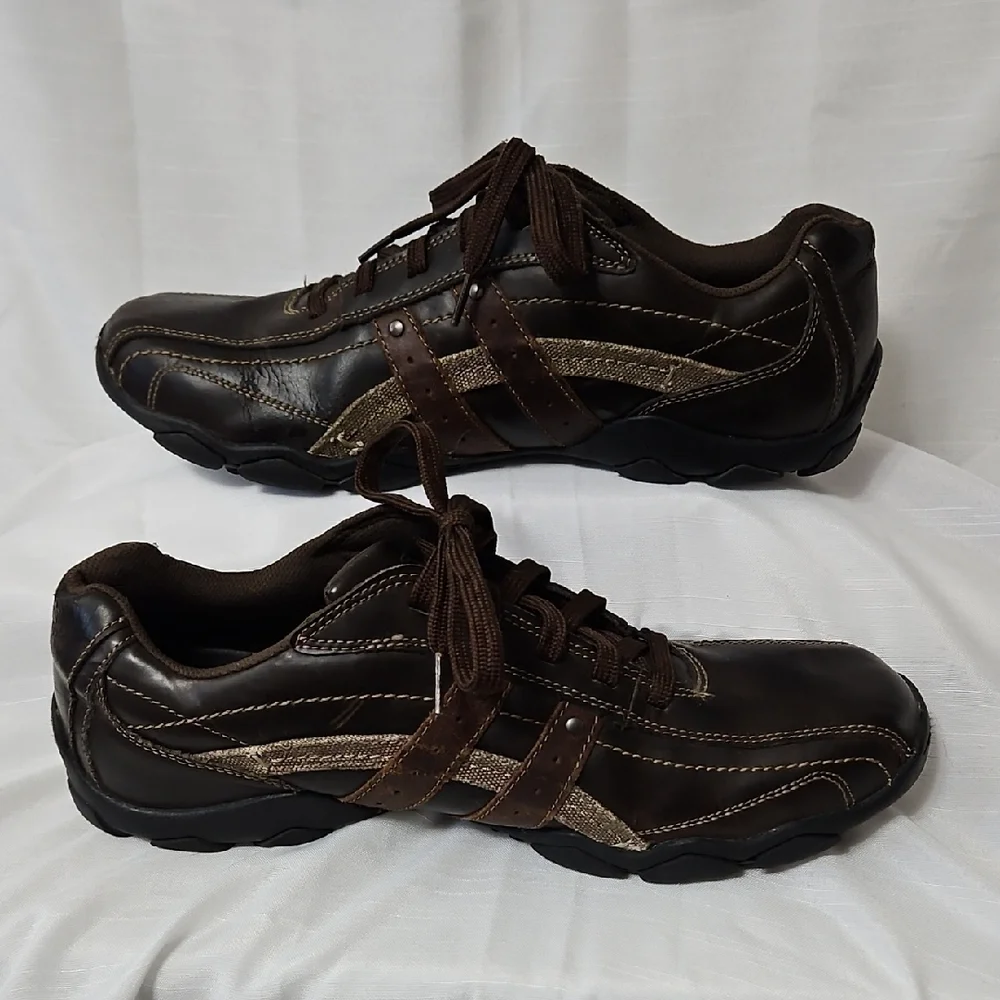 Skechers Men's Size 12 Blake Relaxed Step Brown Leather Casual Work Shoes 63385 - Picture 2 of 16